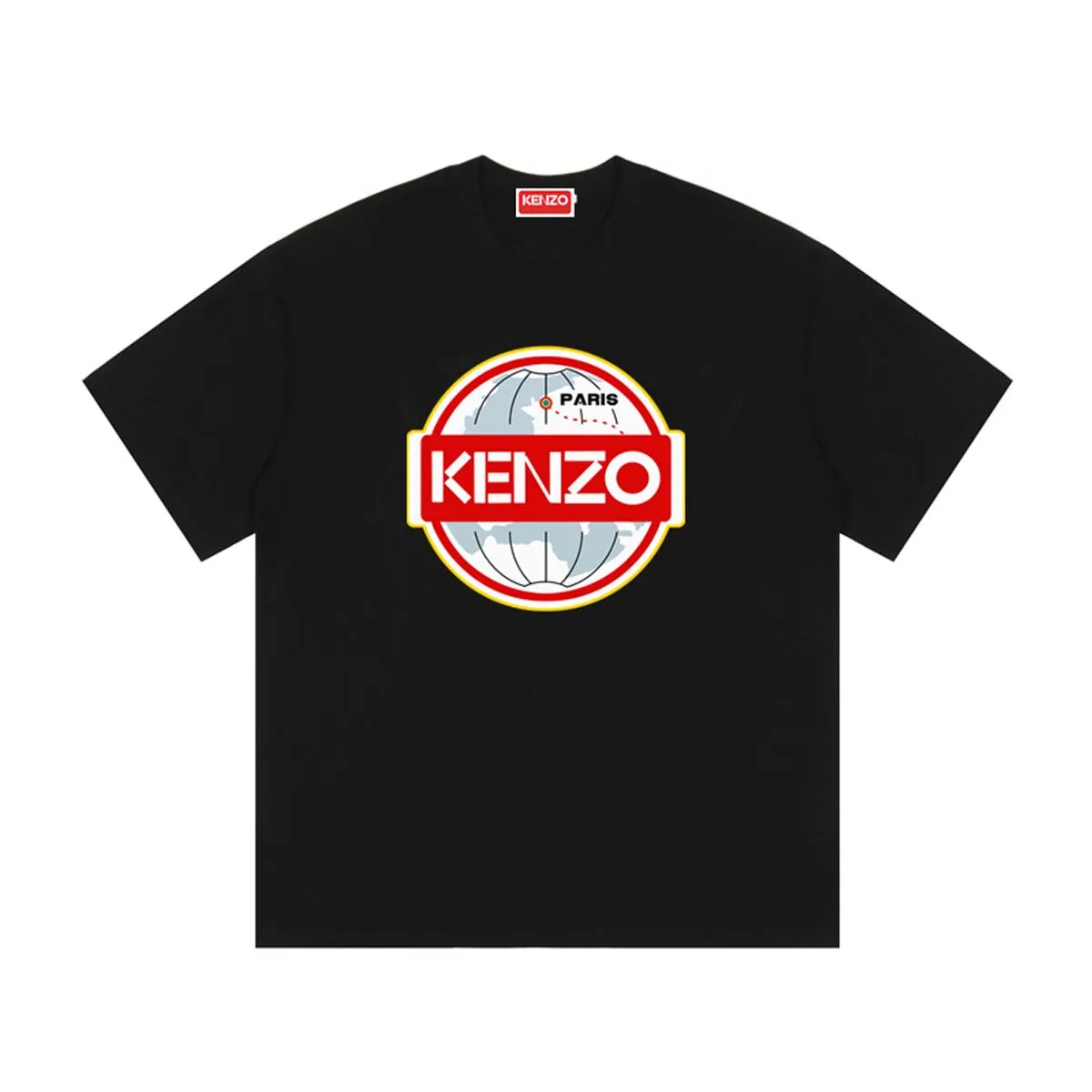 KENZO 23 Autumn and Winter Earth Logo Printed Round Neck Women's T-Shirt Color: Black Apricot White Size: M L XL XXL Three Standards Style Number: K 79